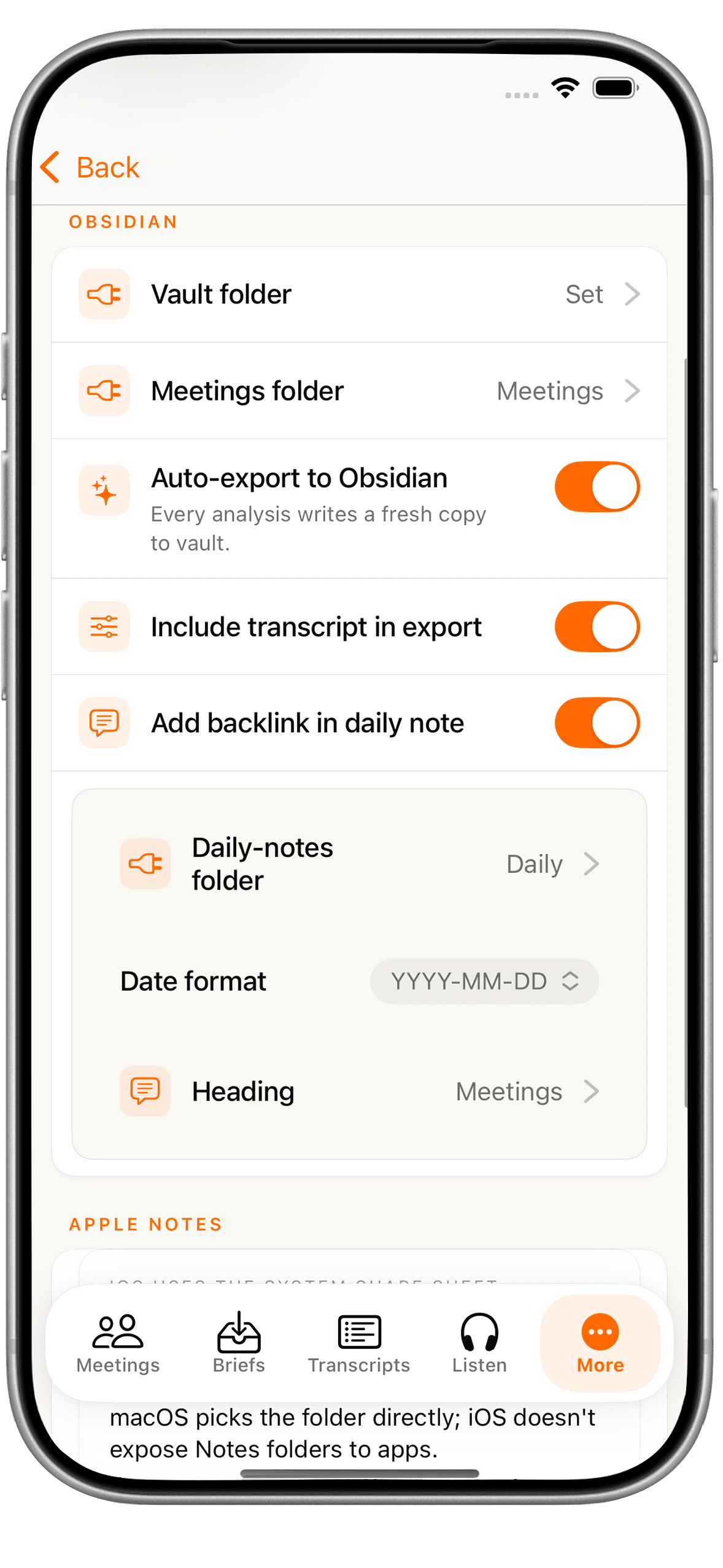 Obsidian sync and Apple Notes export